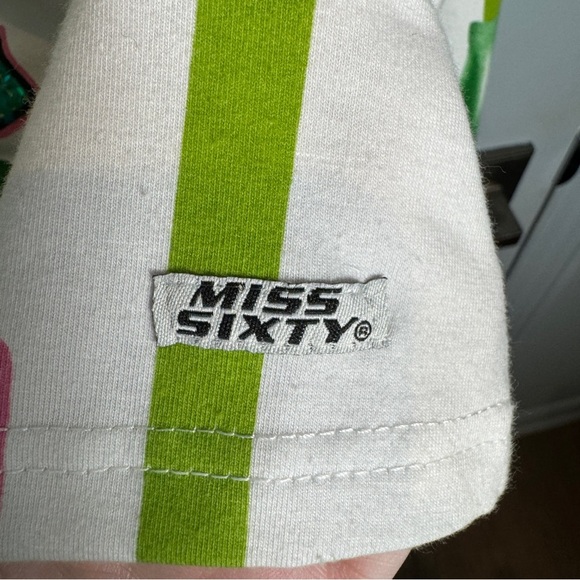 NWT VTG Miss Sixty RARE SAMPLE Top Sz Large Y2K Tropical Graphic Italy Geometric - Picture 7 of 16